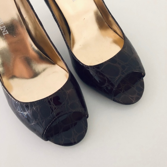 Enzo Angiolini Faux Croc Peep Toe Pumps 5 - Picture 3 of 5